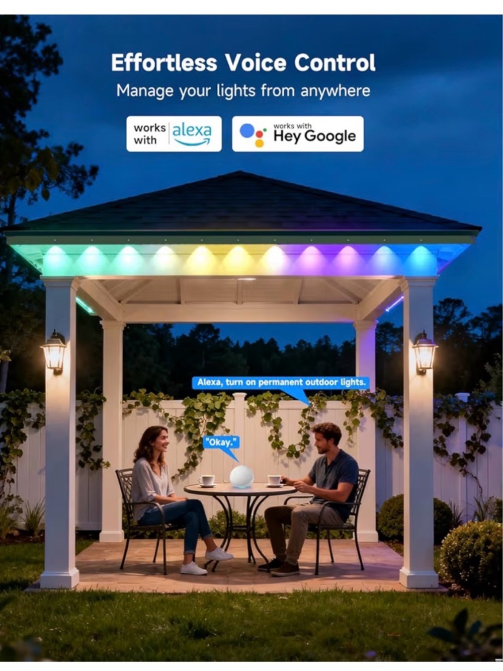 LED Permanent Outdoor Lights - Multi-Color (Blue, Purple, Pink, Yellow, Green) - Picture 5 of 12